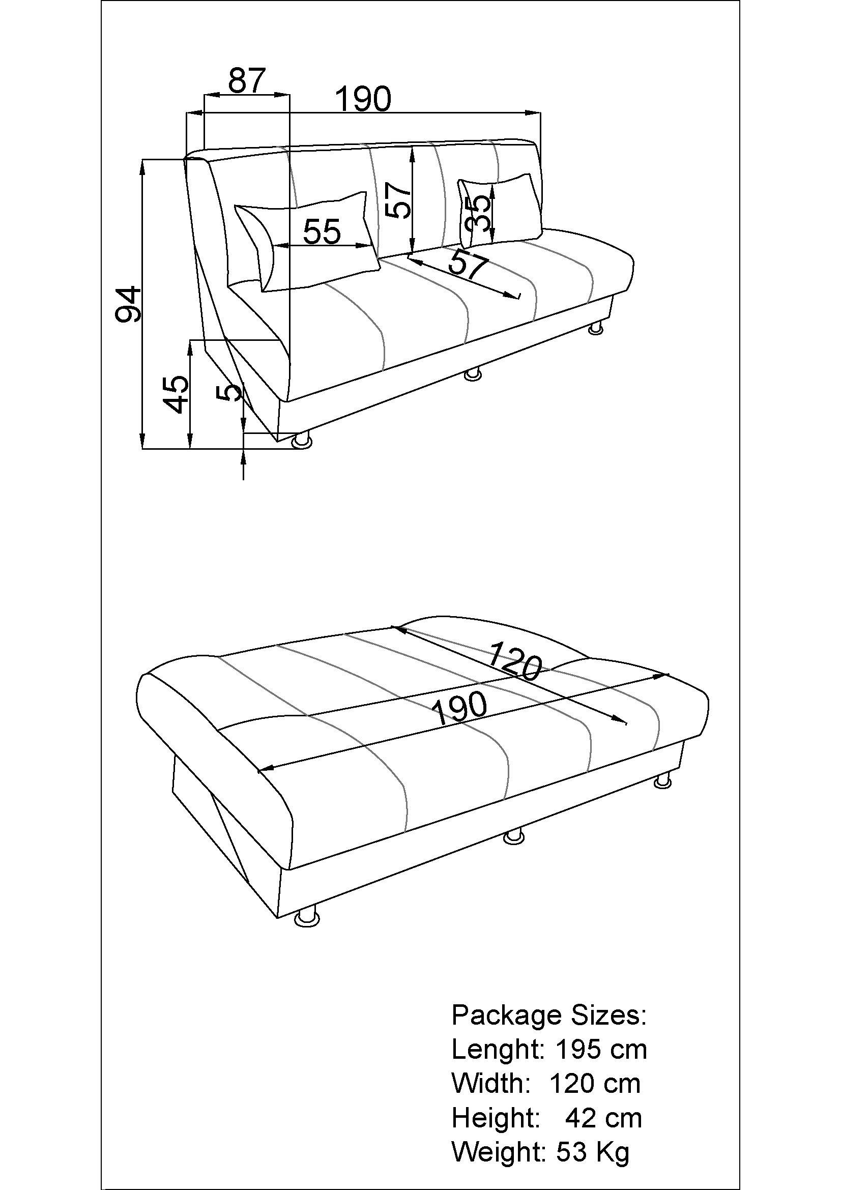 Canapea extensibila click- clack Bruno, gri deschis  2